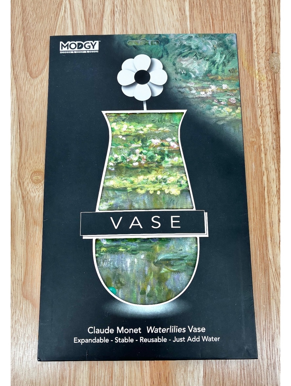 Claude Monet Waterlilies Expandable Vase Reusable BPA Free 10" x 6" Vase